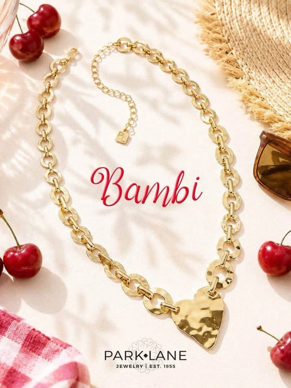 Park Lane Bambi - Gold Hammered Heart Link Necklace